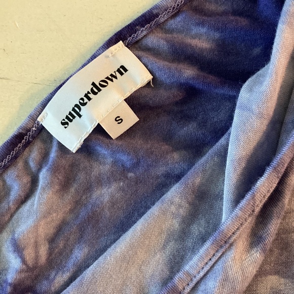 Superdown one shoulder knit top, purple tie-dye, Small - Picture 2 of 6